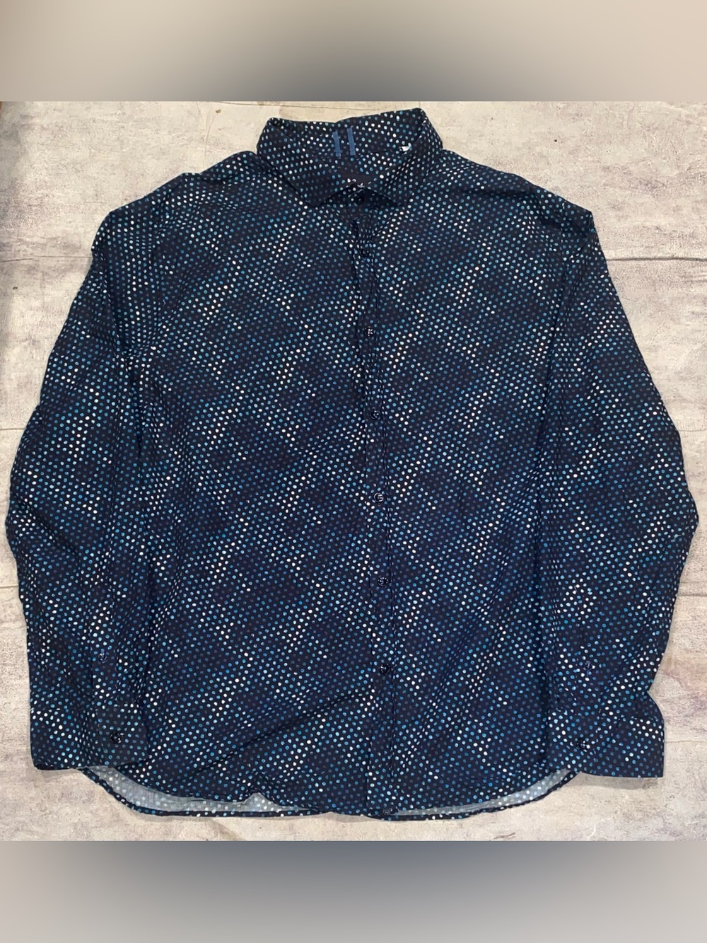 Robert Graham Modern Americana Polka Dot Spot   Button Up Long Sleeve Shirt 4XL